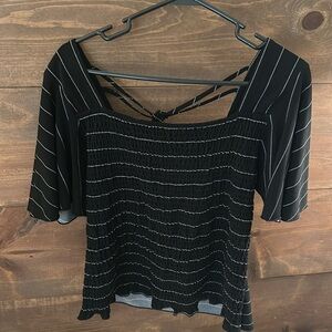 Square neck black top large